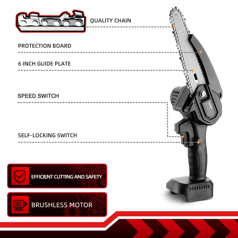 VVOSAI 6 Inch 20V MT-SER Mini Brushless Electric Chain Saw Handheld Pruning With Woodworking Pruning One-handed Garden Tools