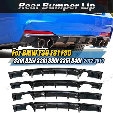 BMW 3 시리즈 F30 F31 F35 M 스포츠 2012-2019 M 성능 후면 범퍼 립 디퓨저 글로시 블랙 디퓨저 탄소 섬유 룩