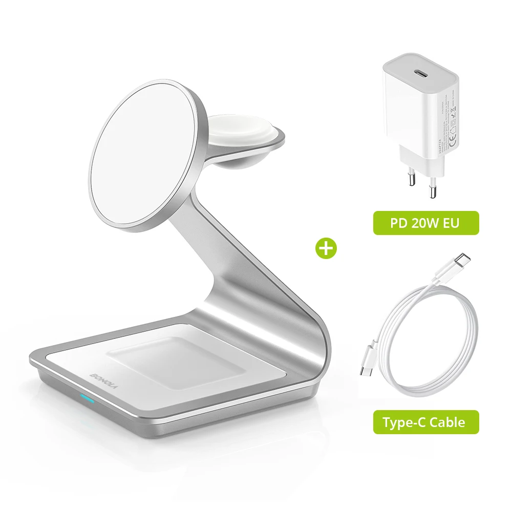 Bonola Magnetische 3-in-1 draadloze oplader voor iPhone 17/16/15/13/14/12 30W draadloos laadstation voor Apple Watch/AirPods Pro