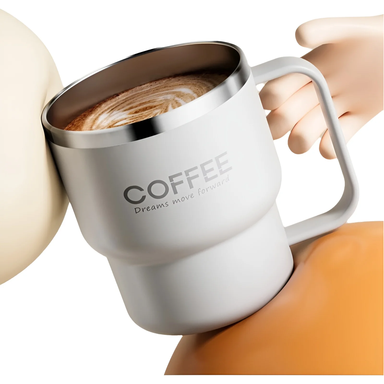 WORTHBUY 304 aço inoxidável parede dupla isolada xícara de café com alça portátil estudantes à prova de vazamento copo de água leite caneca de café