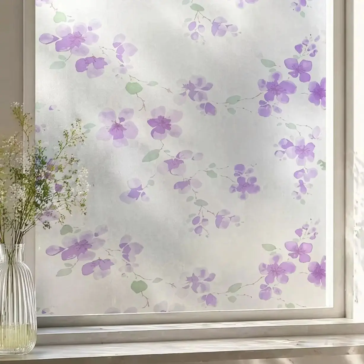 Frosted Window Film Privacy Stripe Patterns Self Adhesive Film Anti UV Stained Glass Vinyl Film for Home Office Decoration