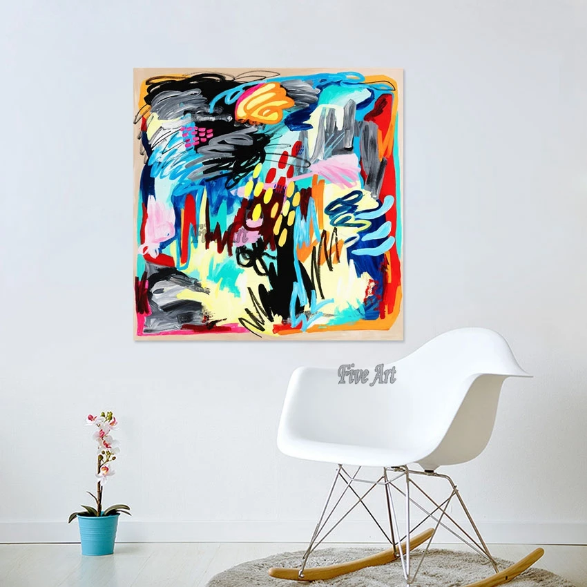 Colorful Acrylic Design Modern Abstract Oil Paintings On Canvas Handmade Artwork Home Decoration Wall Art Pictures For Hotels ﻿