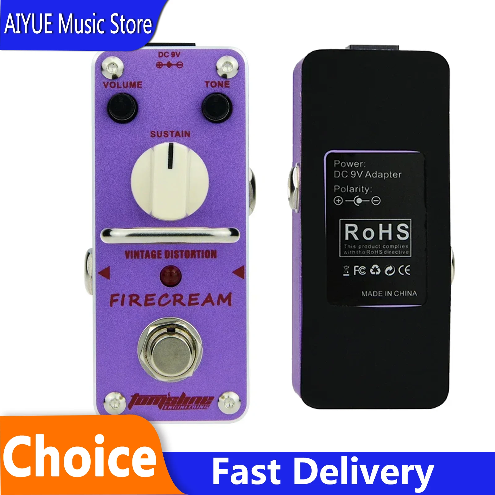 AROMA Firecream Electric Guitar Effect Pedal Classical Vintage Distortion Effect True Bypass Pedal AFM-3 Guitar Accessorie Pedal