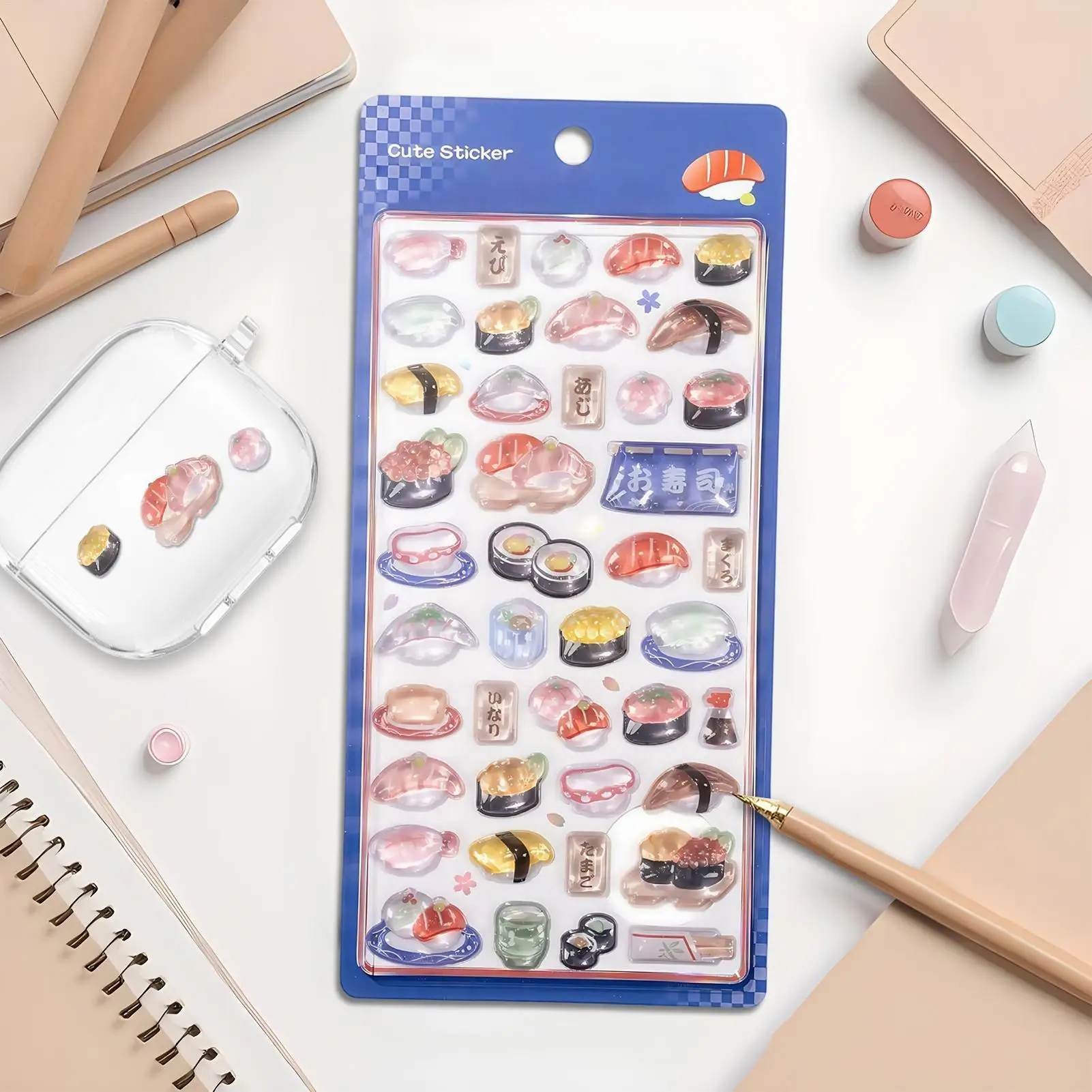 1 Arkusz Naklejek 3D Jedzenie Japoński Styl Ramen Sushi Kulki Ryżowe Naklejki dla Dzieci DIY Album do Wyklejania Gitara Obudowa Telefonu Laptop Naklejka