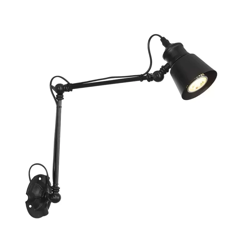 Loft Industrial Decor Retro Wall Light Fixtures Bedroom Cafe Stair Adjustable Swing Long Arm Wall Lamp Vintage Applique LED