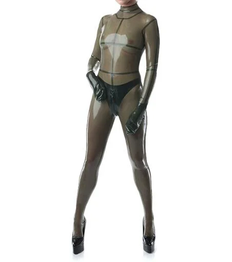 Latex 100% Rubber Gummi Kostüm Ganzanzug Masquerade Catsuit Smoke gray S-XXLCosplay,Masquerade