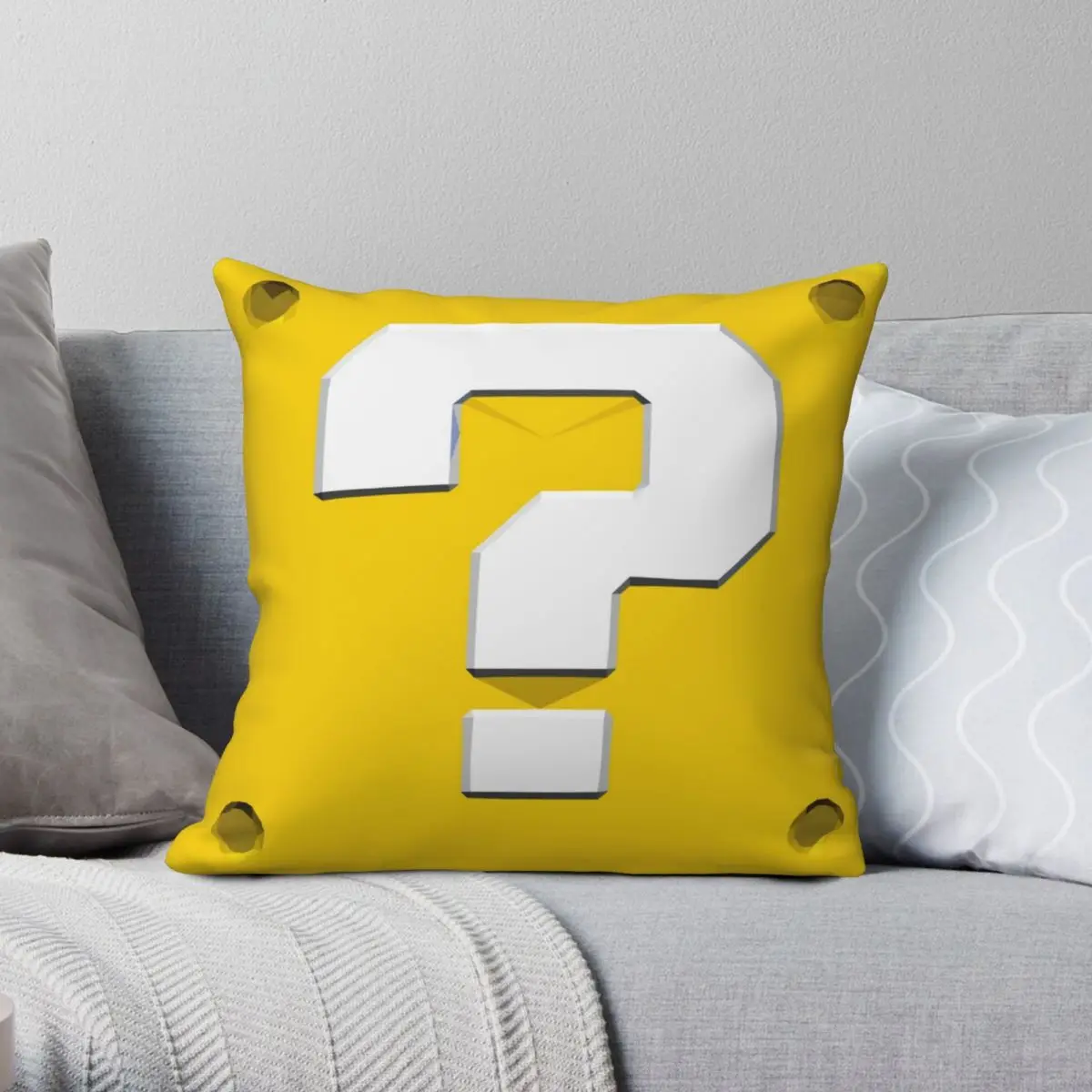 Mystery Box Question Mark Square Pillowcase Polyester Linen Velvet Printed Zip Decorative Pillow Case Car Cushion Case