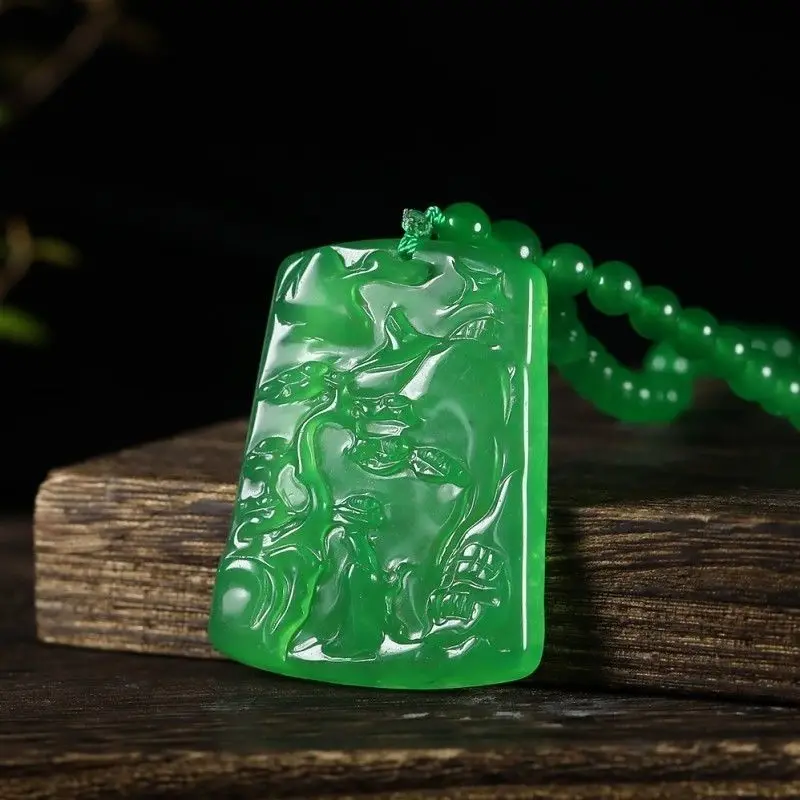 

Ice Species Full Green Violet Landscape Brand Necklace Pendant, Men's and Women's Necklaces
