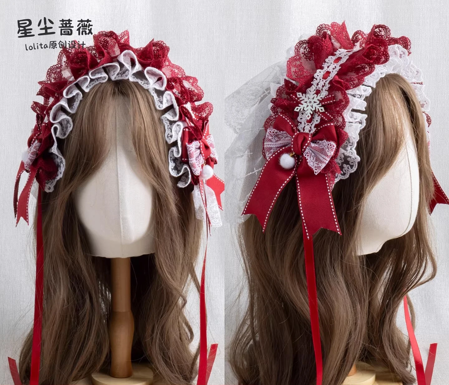 Japanese Original Lolita Lace Bow Contrasting Tassel Cute Sweet Headband Headband Bow Lace Hair Accessories