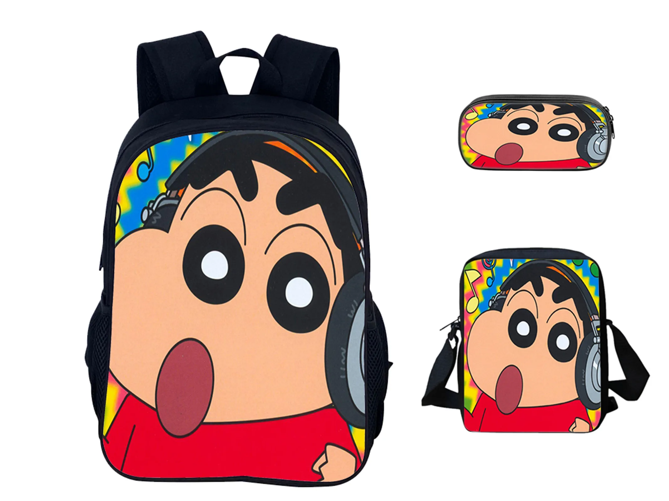 

NEW Student Crayon Shin-chan Fashion Backpack+Cartoon Side Bag+Pen Case 3Pcs Set,Children Durable Trendy School Book Bag