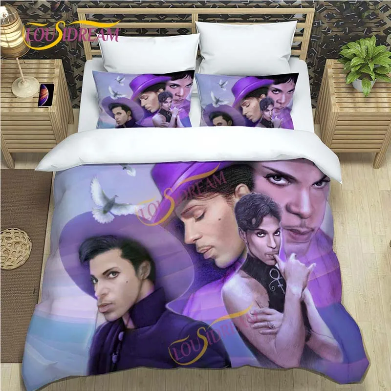 American singer Prince Rogers Nelson 3D printed bed sheets with pillowcases for children and adults, full size double bed set