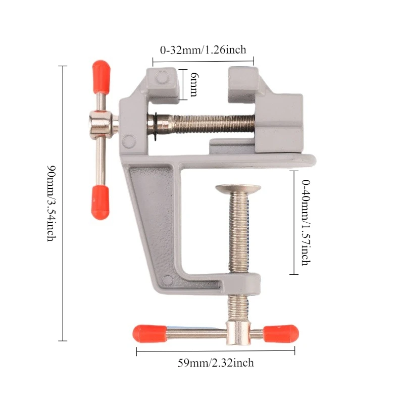 Mini Bench Vise Muliti-Funcational 3.5&quot Aluminum Miniature Small Jewelers Hobby Clamp On Table Flat Pliers Tool Vice view 2