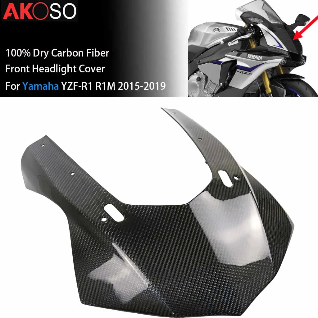 

For Yamaha YZF-R1 R1M 2015-2019 Motorcycle Accessories 3K Carbon Fiber Front Cover Upper Fairing Headlight Nose Panel Protector