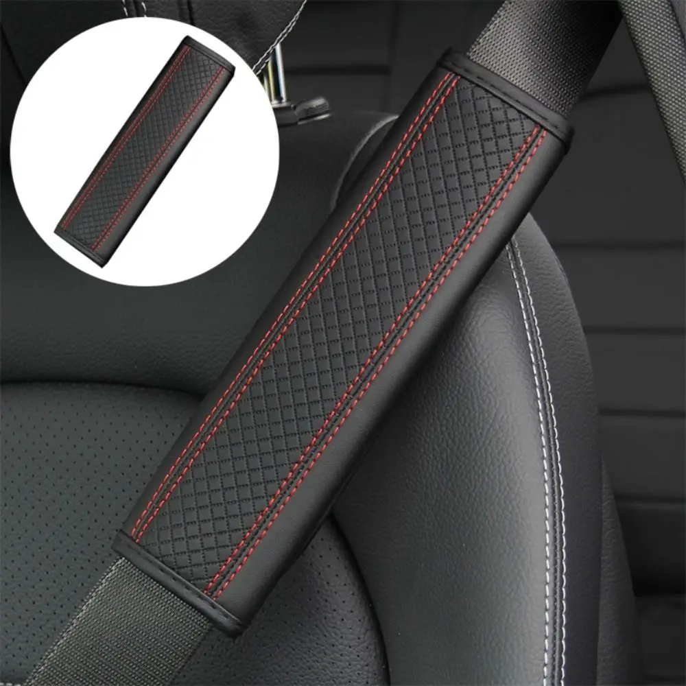 Embossed Car Seat Belt Shoulder Cover Decompression Comfort Universal Belt Protective Cover PU Leather Car Seat Belt Cover Car