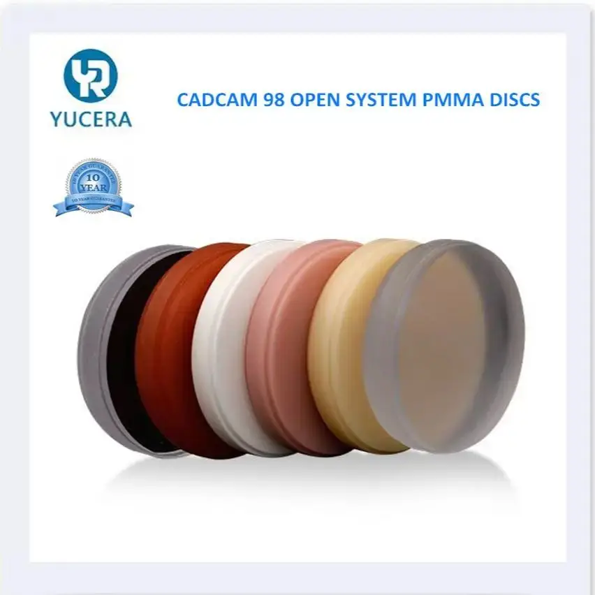 Yucera Original factory Dental PMMA Resin Disc 98*10mm for temporary tooth Laboratory Materials Products