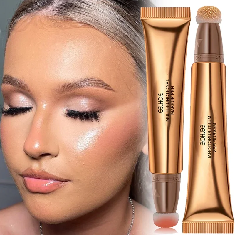 브론저 컨투어링 페이스 메이크업 리퀴드 크림, 내추럴 루즈 틴트 글리터 모이스처라이징 쉬머 워터 프루프 하이라이터 블러쉬 펜 