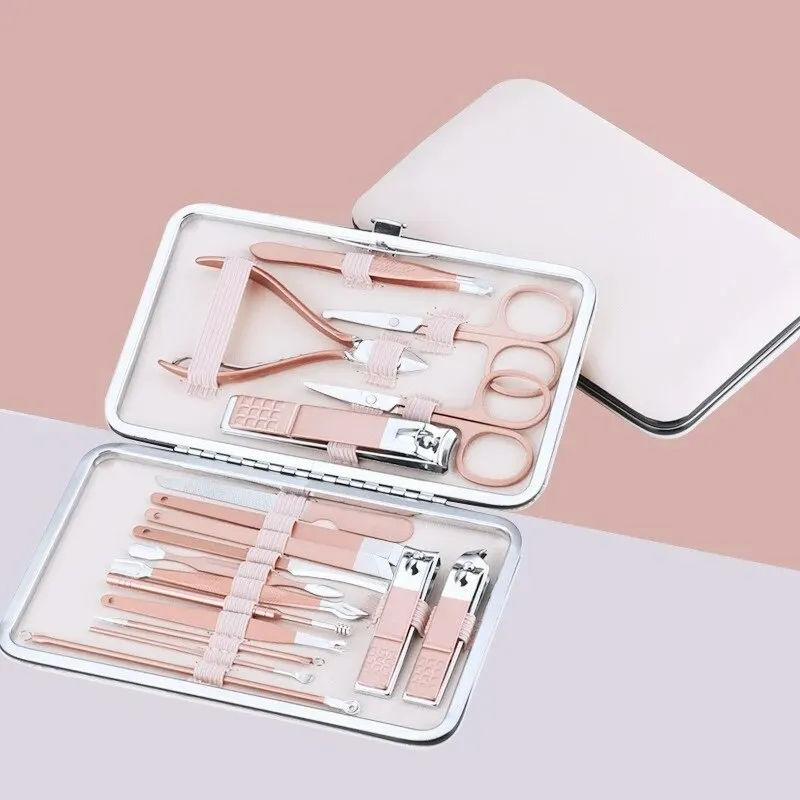 Manicure Set, Pedicure Kit Nagelknipperset, 18 Stuks Roestvrijstalen Nagelschaar, Verzorgingsgereedschap, Verzorgingsset Voor Vrouwen