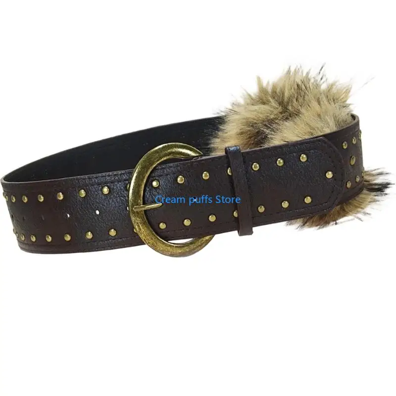 50LE Edgy Punk Fashion Metal Buckles Waist Belt With Multiple Studs For Ladies
