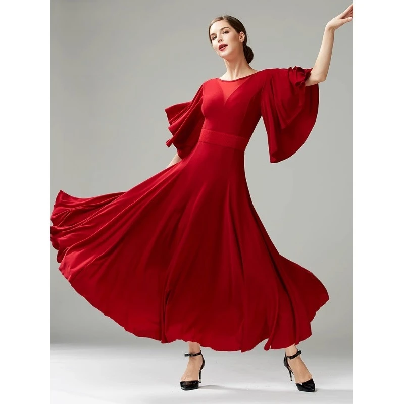 Modern Dance Skirt New Long Skirt Social Dance Dress National Standard Dance Practice Skirt Waltz Dance Skirt