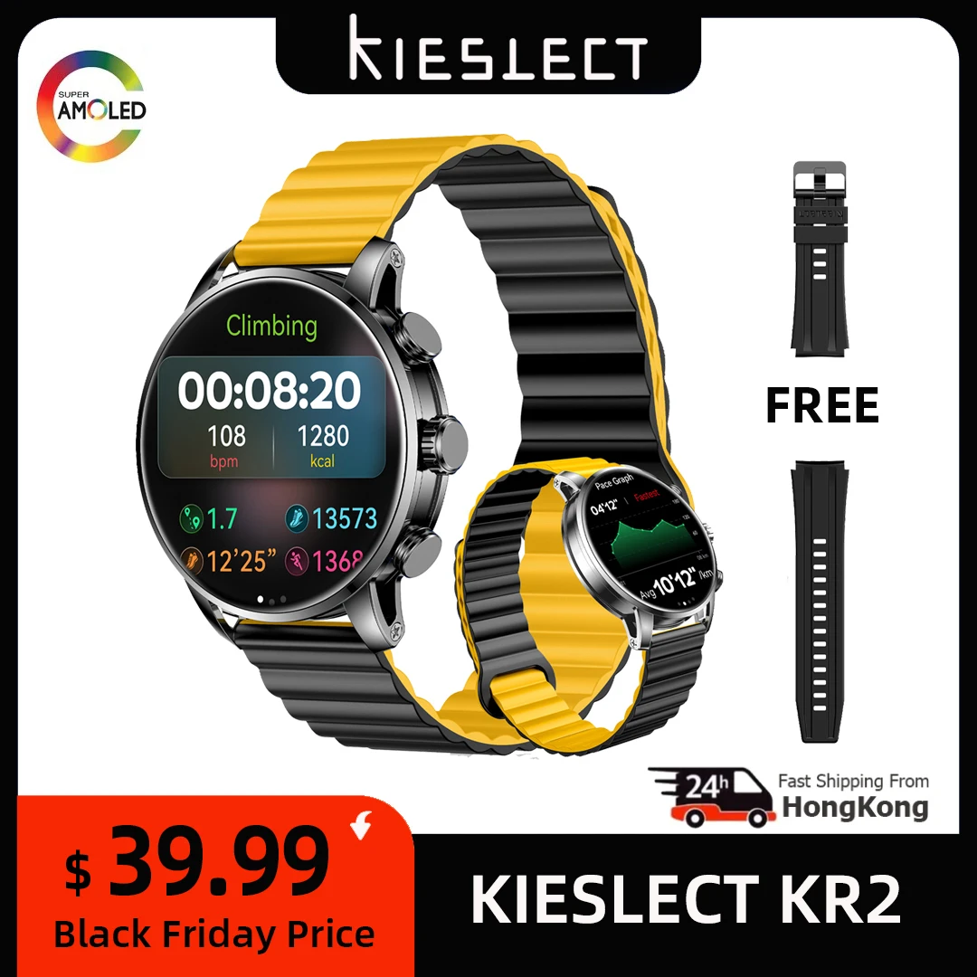 

Kieslect Smart Calling Kr2 Watch 1.43" FHD AMOLED Display with AOD Dual Core Triple Speed 2.5D GPU Super Dynamic Watch