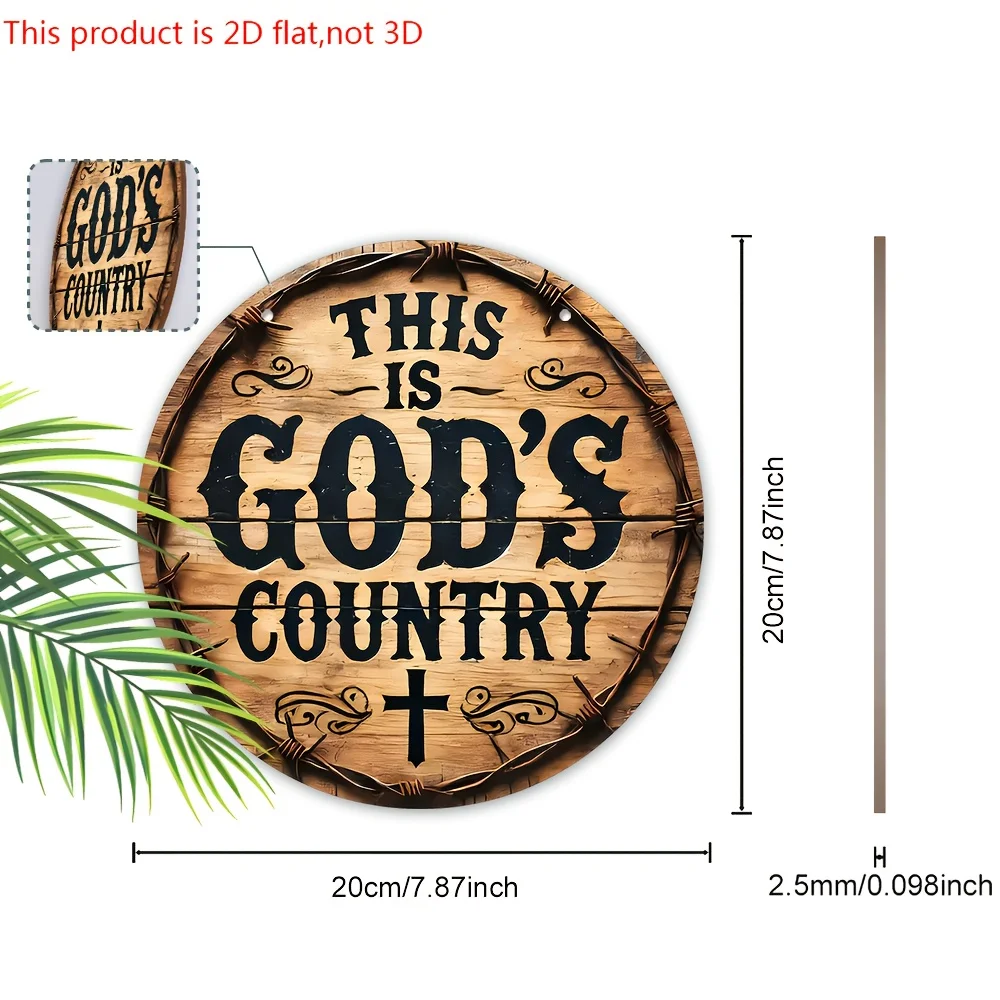 2D Flat, 1pc This Is God'S Country Wooden Sign - Distinctive Decorative Sign & Plaque for Church Door Wall Hanging Decor Perfect