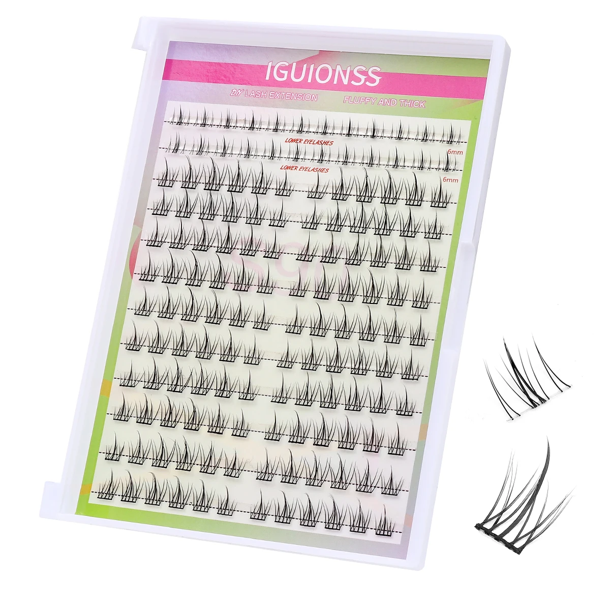 IGUIONS 12 Large Row Large Capacity Mixed Segmented False Eyelash European and American Popular Handmade DIY Thick Natural