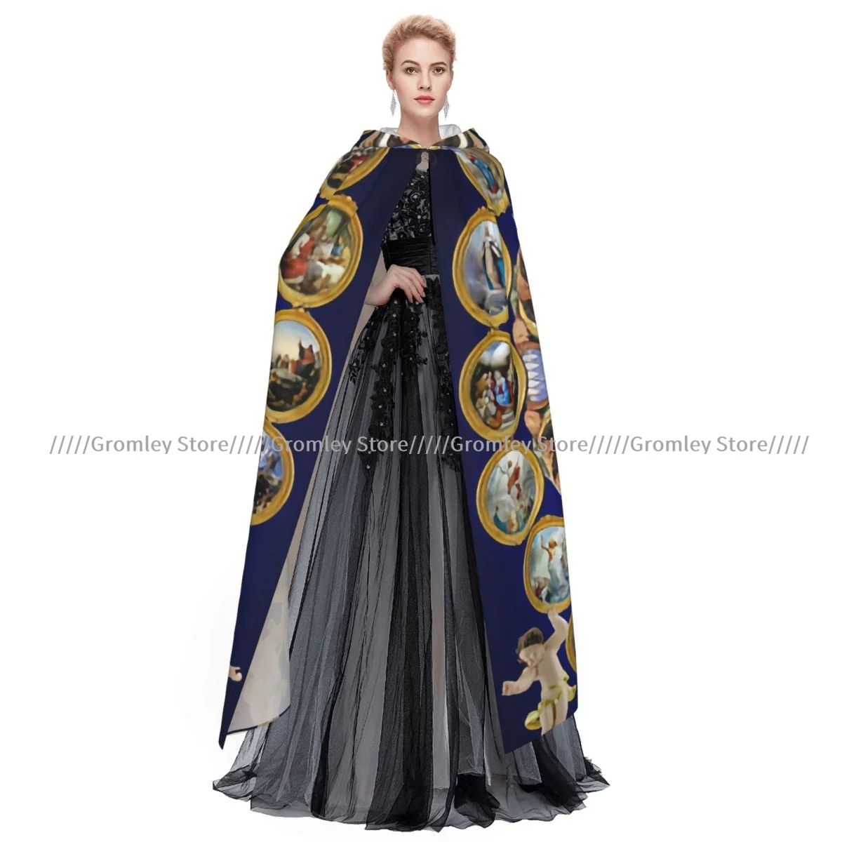 Heiliger Rosenkranz und Fatimas Jungfrau Maria Hexenumhang Halloween Cosplay Kostüm Erwachsene Unisex Umhang Retro Alter Umhang