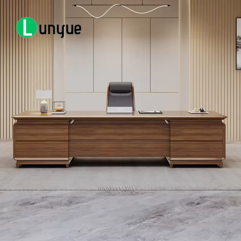 Modern Commercial Desk with Fingerprint Lock Durable Eco-Friendly Wood Office Furniture Suitable
