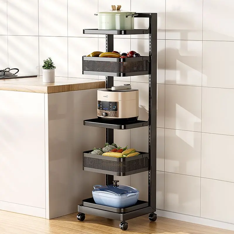 

Многоярусная напольная подставка для хранения на кухне, держатель для кастрюль, мобильный держатель для бытовой техники, металлический, без установки