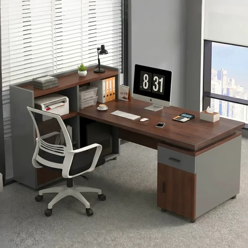 Simple Modern Finance Office Computer Desk With Drawers Single Table And Chair Combination For Staff