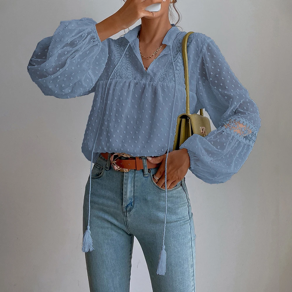 Solid Elegant Blouse for Women Clothing 2023 Korea Fashion  Long Sleeve Ladies Tunic Top Shirt Female Casual Loose Y2K Clothes