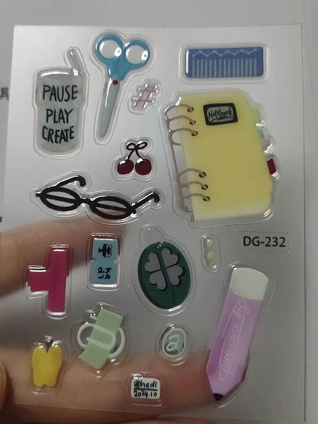 1 Sheet 3D Epoxy Resin Transparent Decals INS Cute Cartoon Jelly Relief Sticker DIY Phone Cases Laptop Tablet Decor