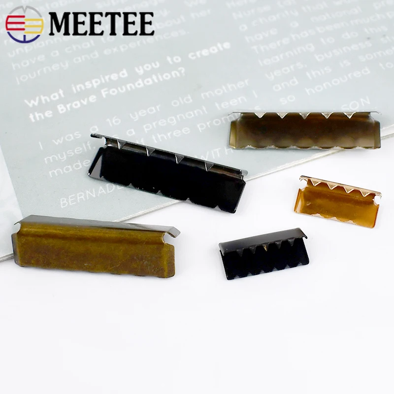 10/30/50Pcs Meetee 20-38mm Metal Strap Clip Buckles Belt End Tail Clips Clasp Bag Straps Webbing Stopper Hook Sewing Accessories