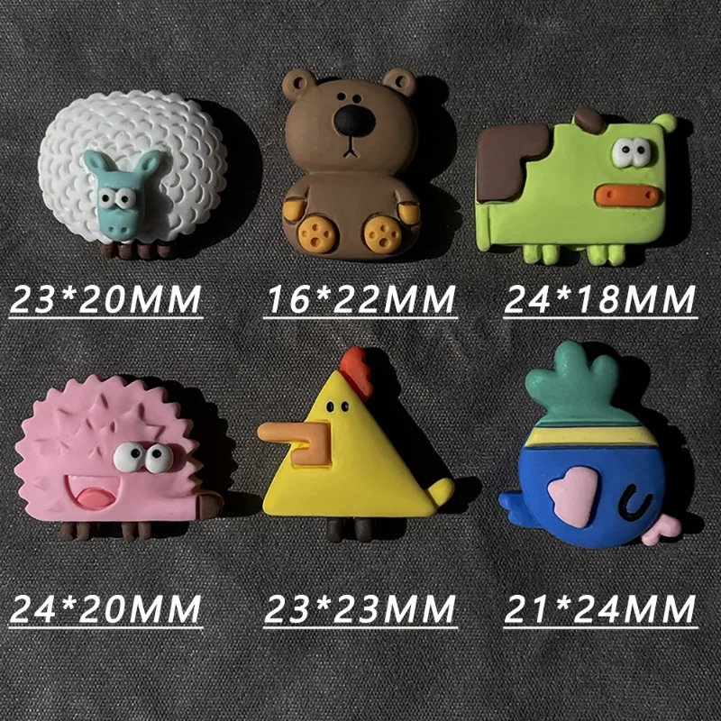 6pcs Kawaii Animals Sheep Hedgehog Resin Charms Flatback Scrapbooking Tool and Accessories Craft Supplies