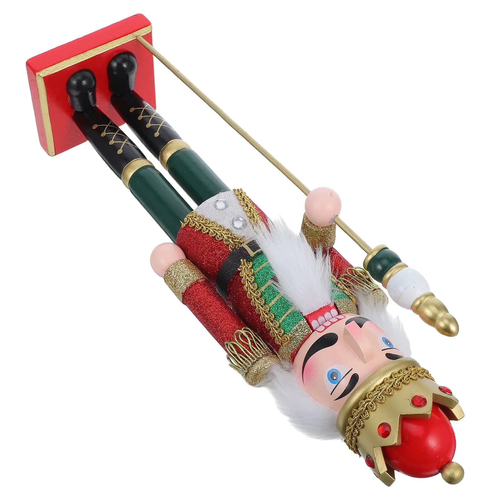 

King Nutcracker with Scepter Wooden Christmas Decoration Handcrafted Soldier Figure for Home Office Study Festive Holiday