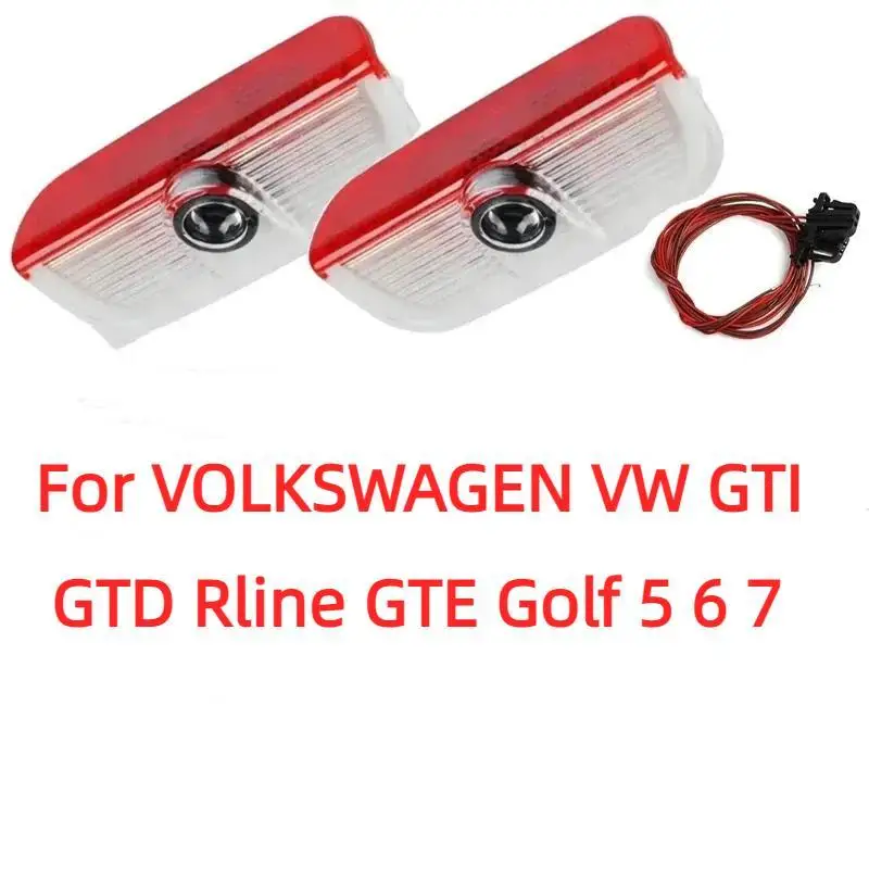 

2 шт. светодиодный автомобильный дверной светильник для VOLKSWAGEN VW GTI GTD Rline GTE Golf 5 6 7 Touareg Tiguan Arteon Passat EOS Лампы для проектора приветствия
