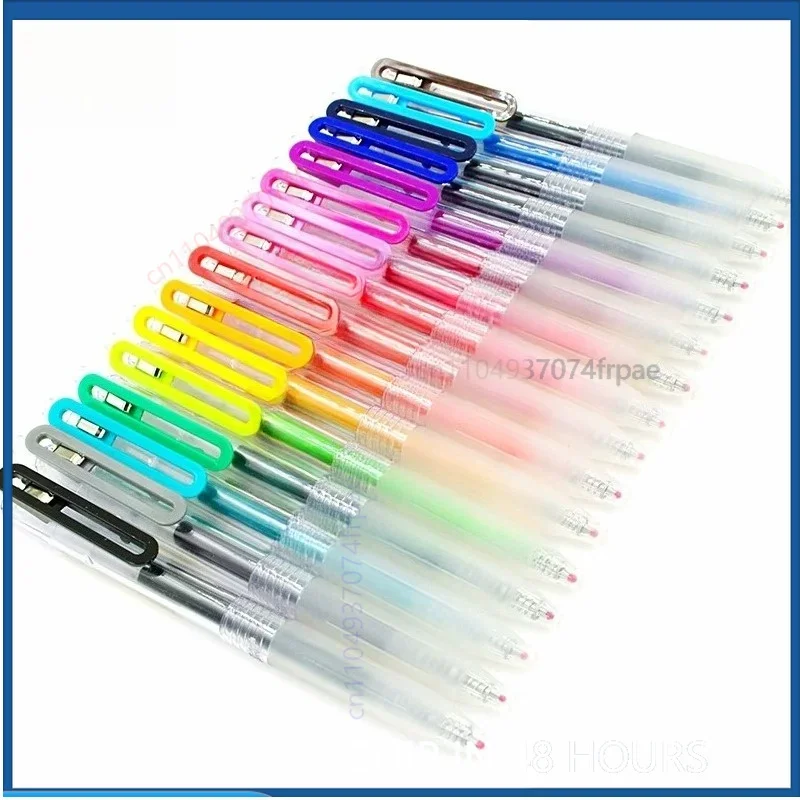 For MUJI 16‑Color Knock Gel Pen 0.5mm Soft Comfort Grip Smooth Writing Replaceable Cartridge Hand‑Account Marker Pen（4pcs）