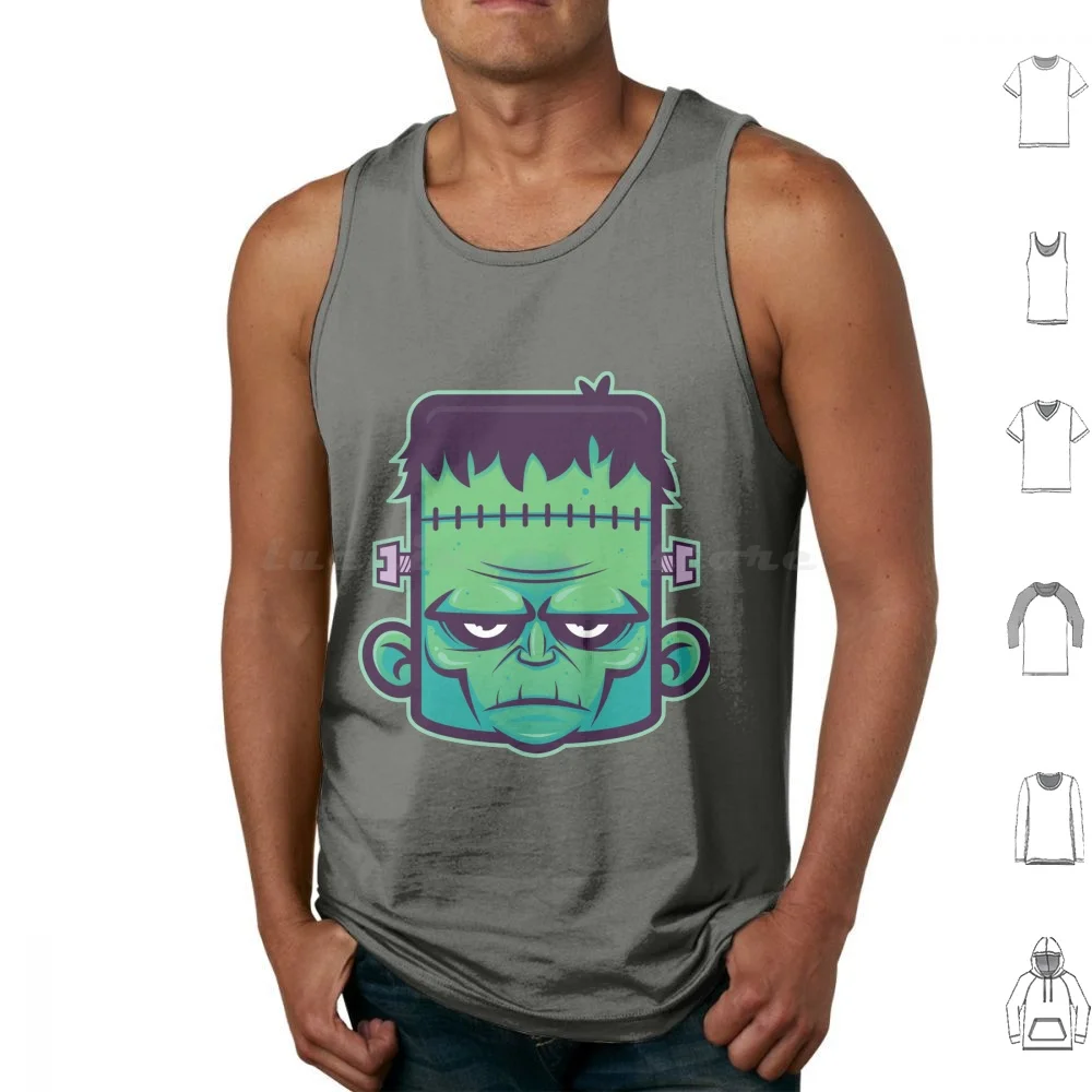 Frank Tank Tops Vest Sleeveless Zombie Walking Dead Halloween Trick Or Treat Undead Tattoo Fall Autumn Funny Science Fiction