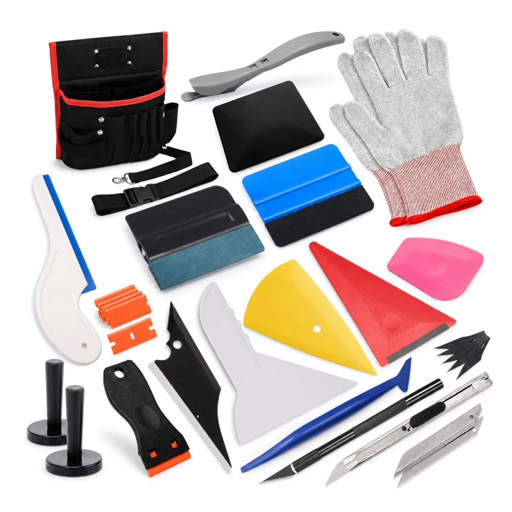 Tint Pro Vinyl Wraps Applicator Tool Window Tint Kit for Car Wrapping with Tool Pouch, Tinting Squeegee, Working Gloves,Wrap St
