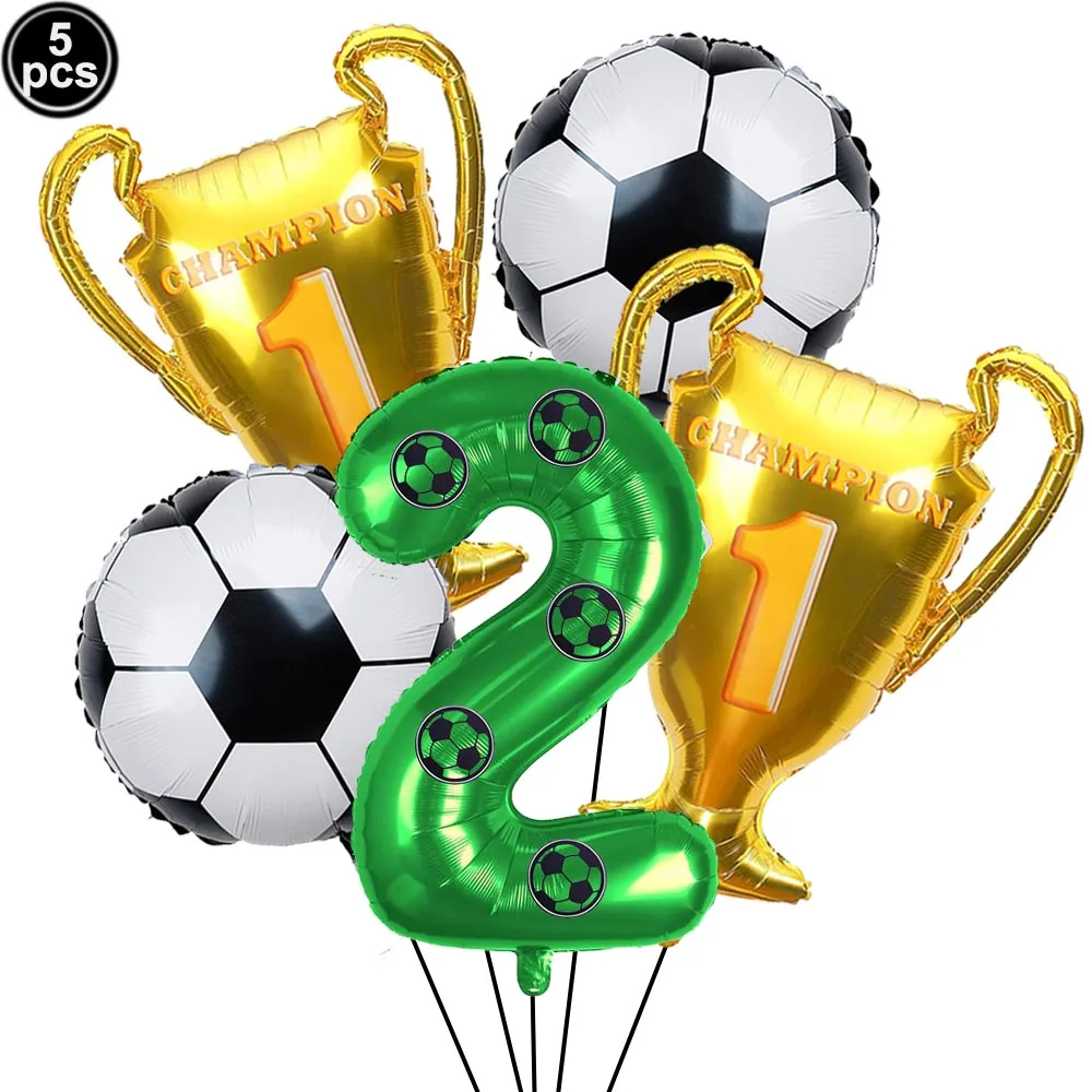 1set 32inch Green Digit Number Globos Football Helium Balloons Trophy Balloon Children\'s Gifts Soccer Birthday Party Decoration
