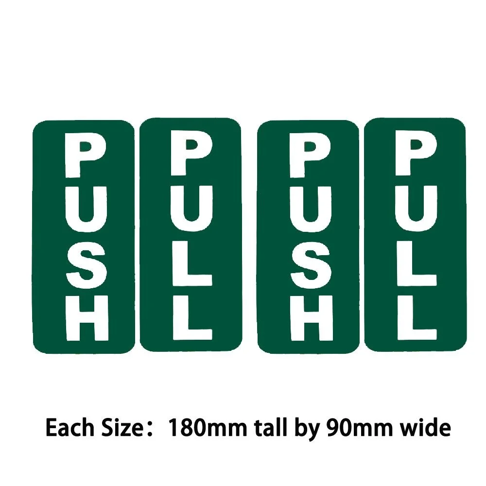 180mm x 90mm 4X Push And Pull Door Sign Or Sticker Self Adhesive Warning Sign Sticker Decal