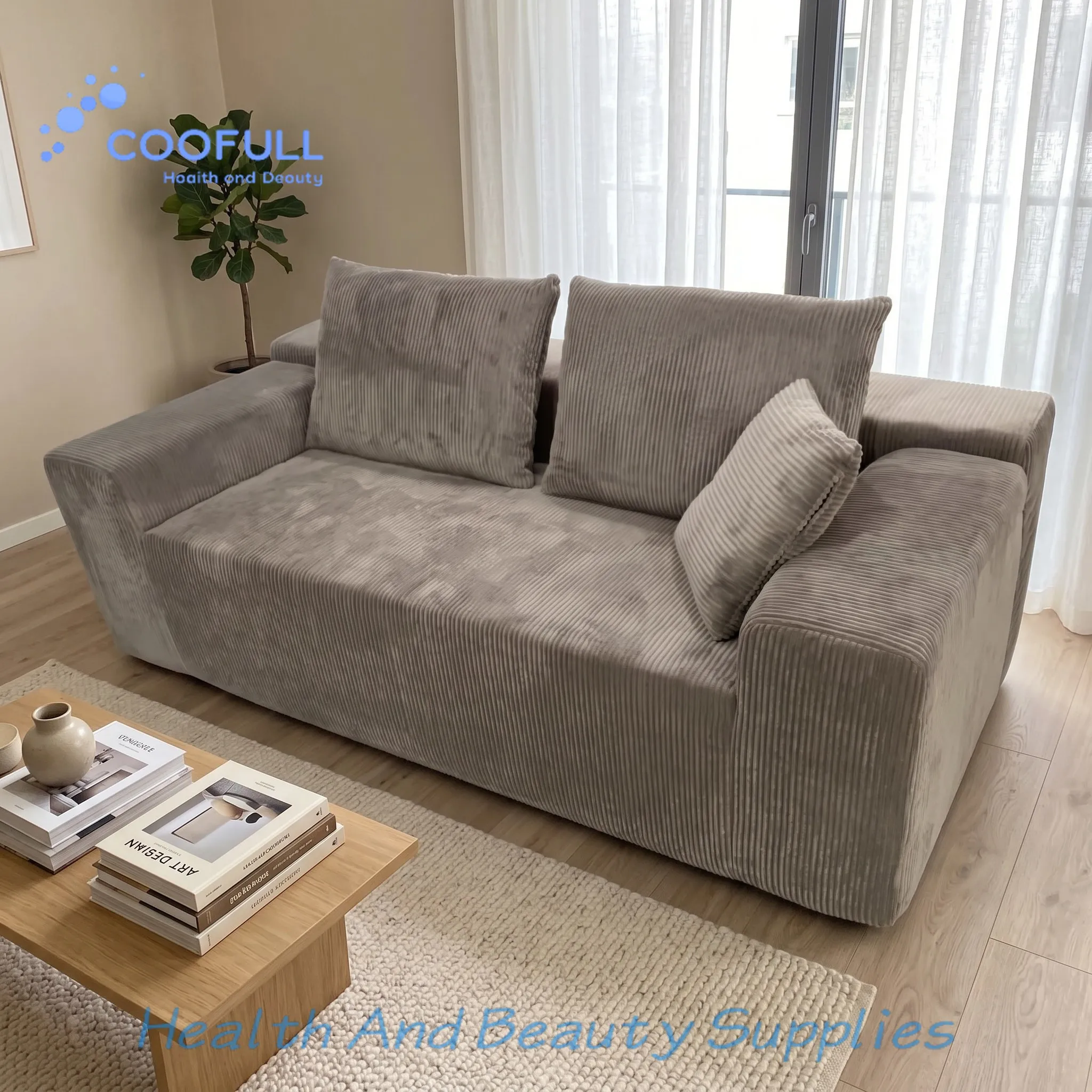 Coofull VERNSSY Modern Velvet Vacuum Compression Sofa Two Seat Modular High Density Sponge Foldable Portable Reclining Removable
