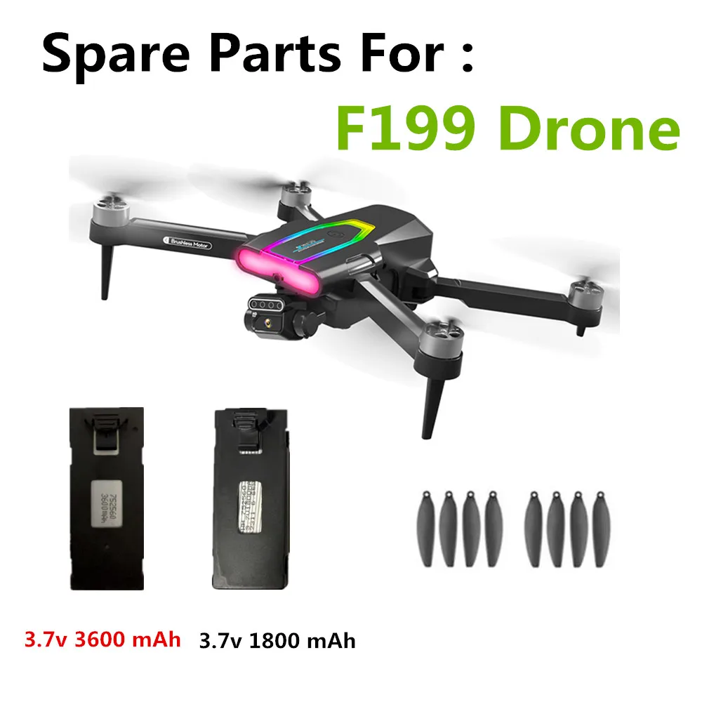 

F199 Drone Battery 3.7V 1800mAh / 3600mah / Propeller Maple Leaf / For F199 Spare Parts F199 Batteries