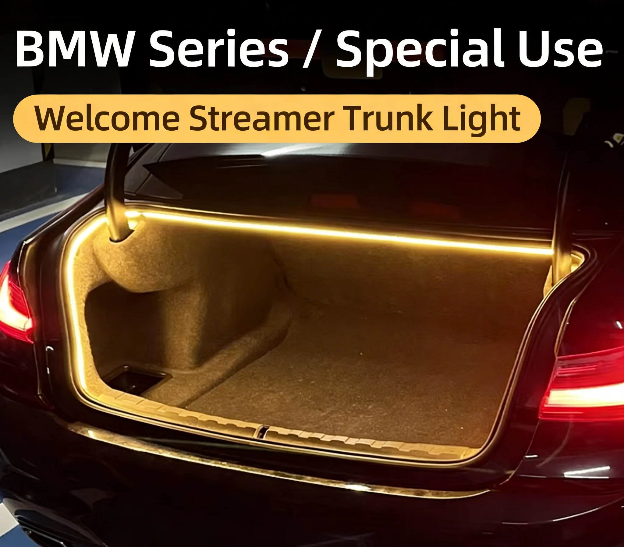 

For All Sedan Models Premium LED Flowing Trunk Light Bar White Warm Atmosphere Lamp Car Interior Modified Lighting Accessories