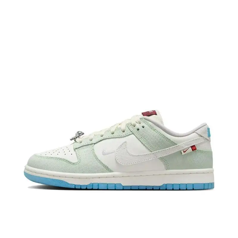 Nike Dunk Low LX Non Slip Casual Trendy Comfortable and Durable Low Top Board Shoes for Women, White Cactus Green