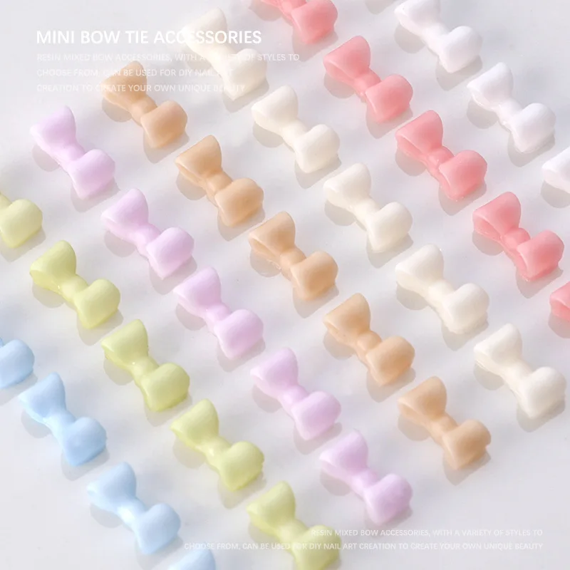 100PCS Mixed Colors Mini 3D Acrylic Nail Art Bow Charms Accessories Parts For Nails Decoration Supplies Manicure Decor Material