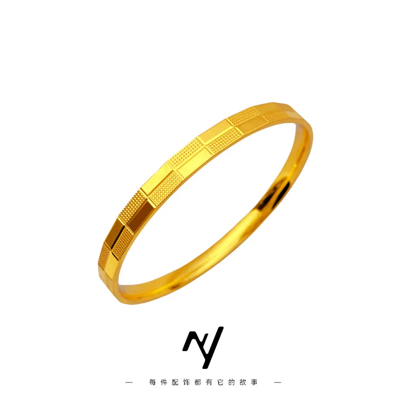 Gold store 9999 24K real gold light luxury design internet celebrity square diamond bracelet women's fashion high-end bracelet