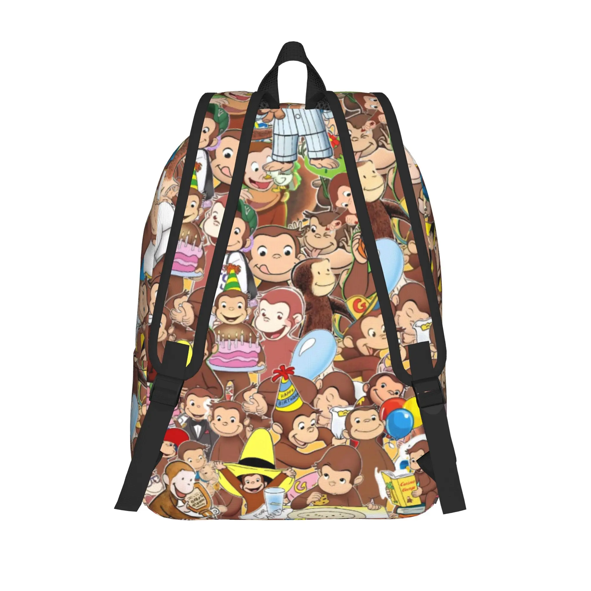 Curious Monkey Georges Cartoon Cool Backpack Gift Student Hiking Travel TV Series Daypack Men Women Laptop Computer Canvas Bags
