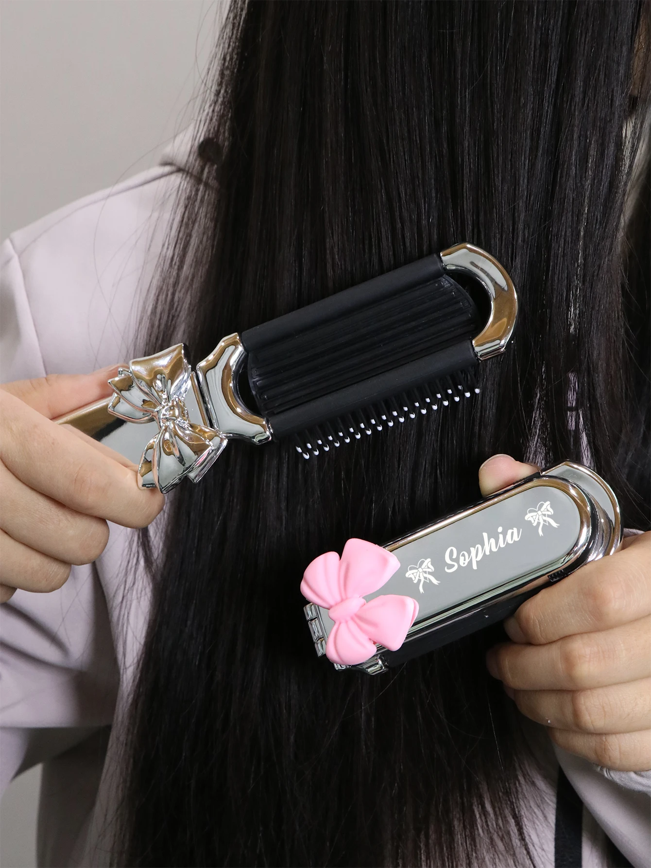 Personalizowana mini szczotka do włosów, szczotka podróżna z możliwością personalizacji imienia, rozczesująca szczotka do włosów, szczotka do włosów dla kobiet, grzebień podróżny