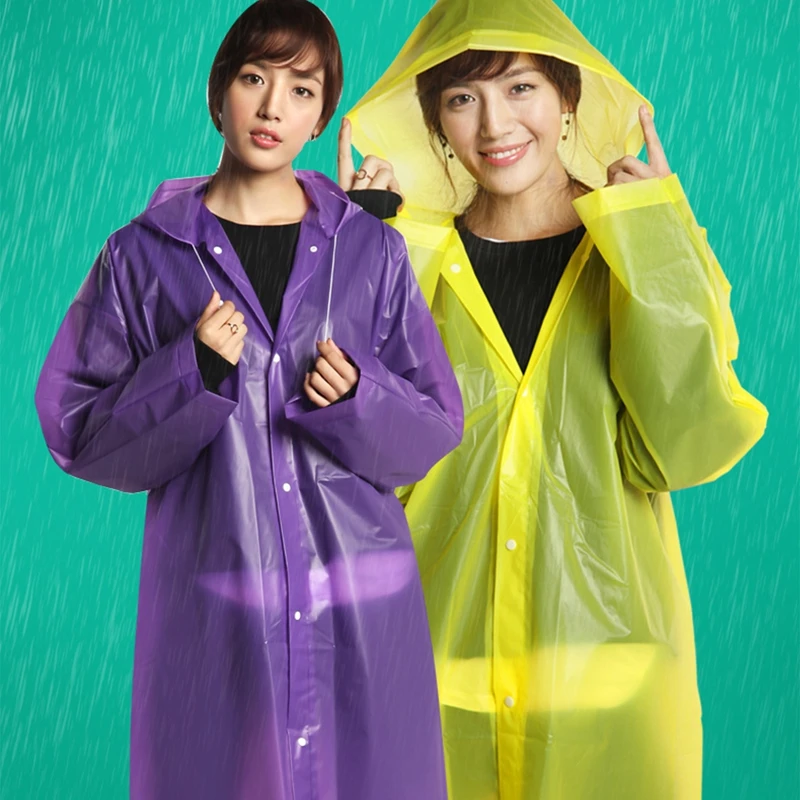 EVA Women Raincoat Rain Poncho Waterproof Rain Coat Women Clear Transparent Camping Waterproof Rainwear Breathable Rain Jacket